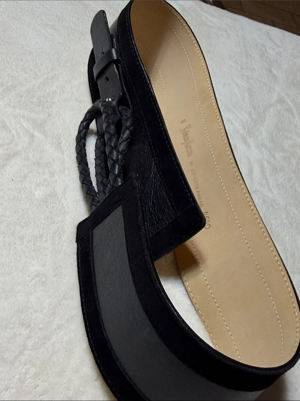 Neiman Marcus by Streets Ahead wide black leather Belt Size M